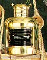 2111 Brass Starboard Lantern w/green fresnel lens and oil light